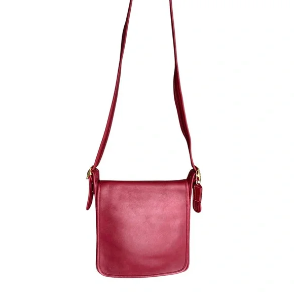 Rare Coach Vintage Red Leather Flap Bag Messenger Y2K Shoulder Bag Crossbody - Picture 4 of 17